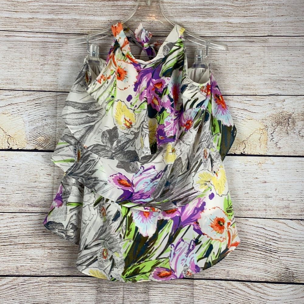 Lane Bryant Floral Ruffle Halter Top 18/20